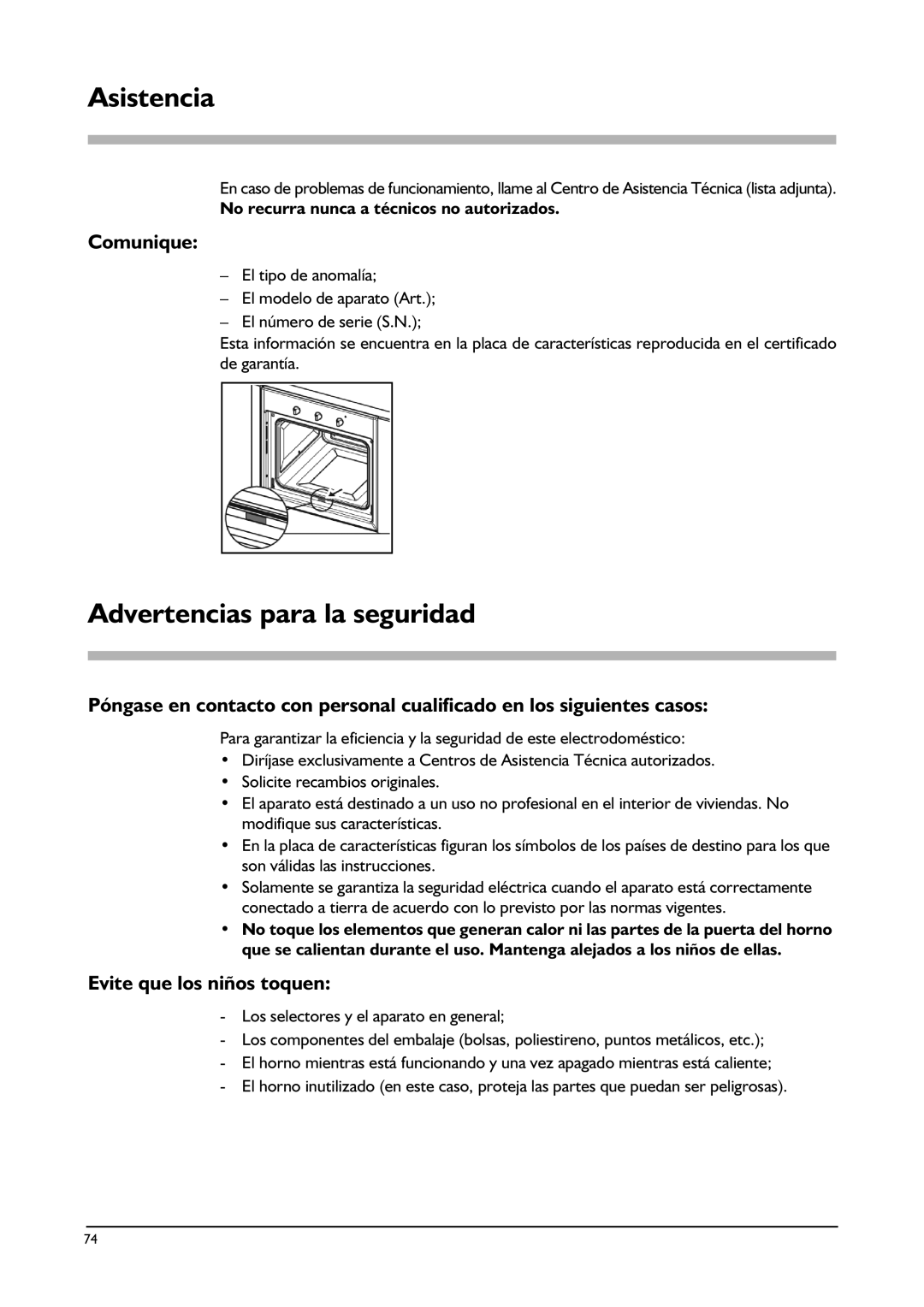 Franke Consumer Products FLAT 603 manual Asistencia, Advertencias para la seguridad, Comunique, Evite que los niños toquen 