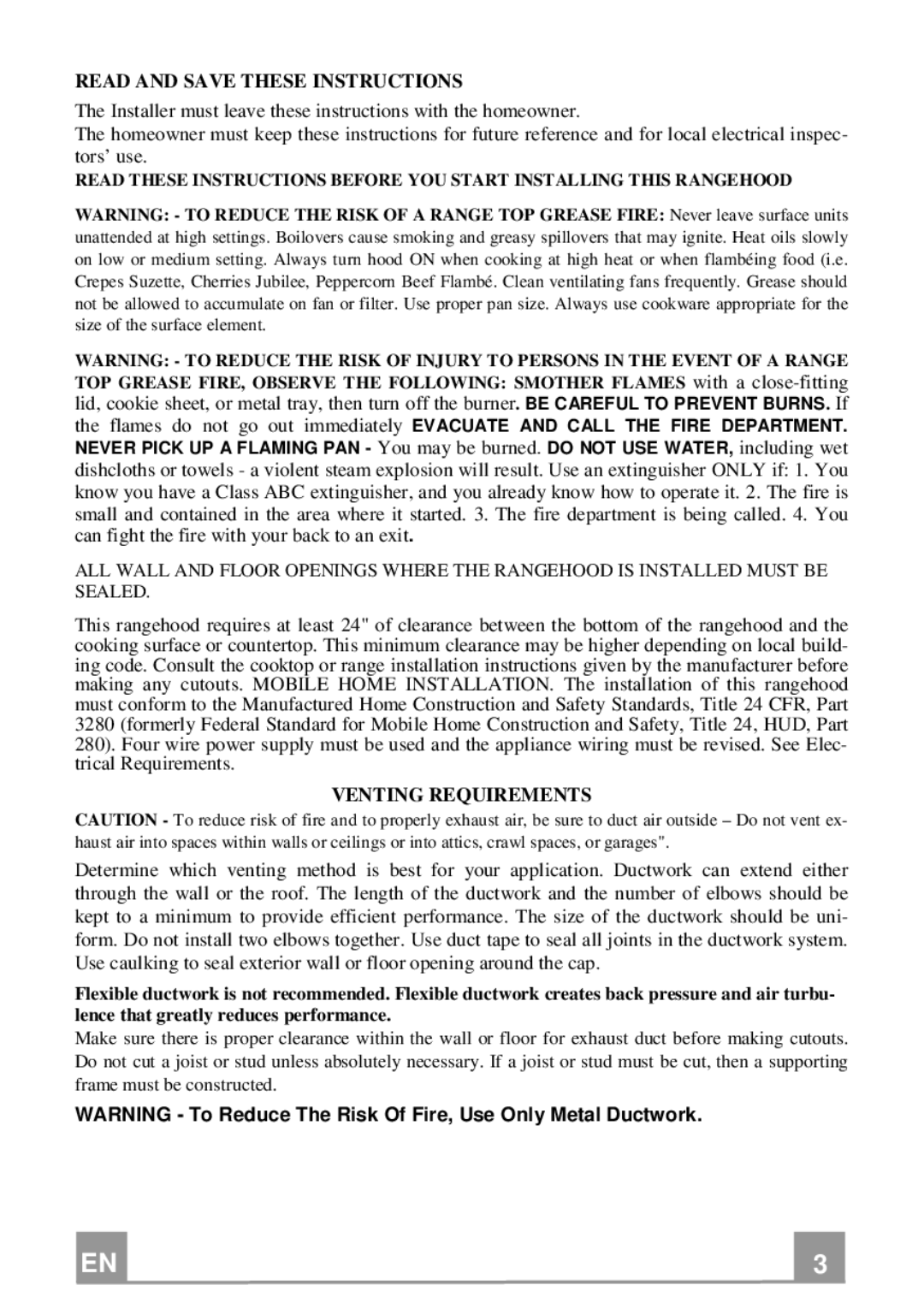 Franke Consumer Products FNE 368 TC W installation instructions Read and Save These Instructions 