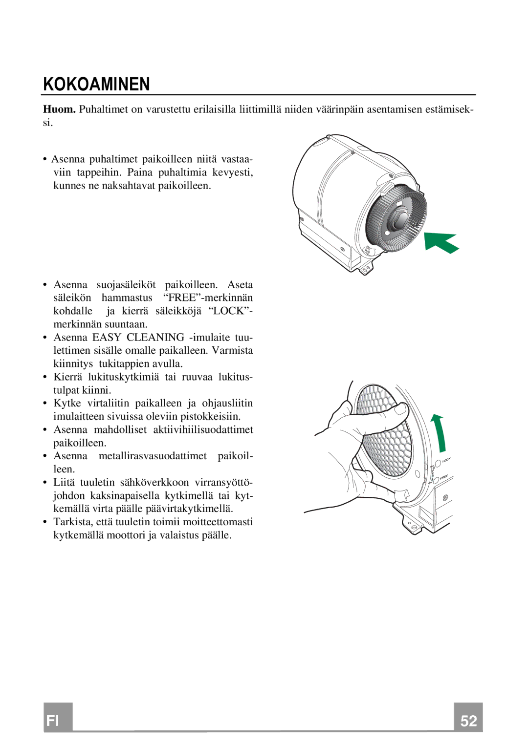 Franke Consumer Products FNE 905 XS ECS manual Kokoaminen 