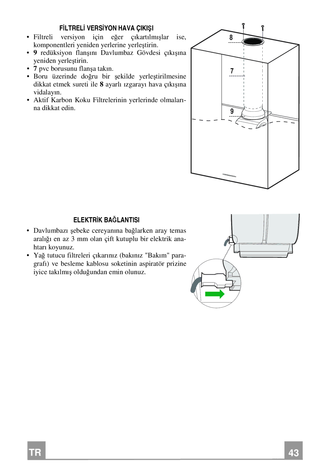 Franke Consumer Products FPL 906, FPL 606 manual Elektrİk Bağlantisi 