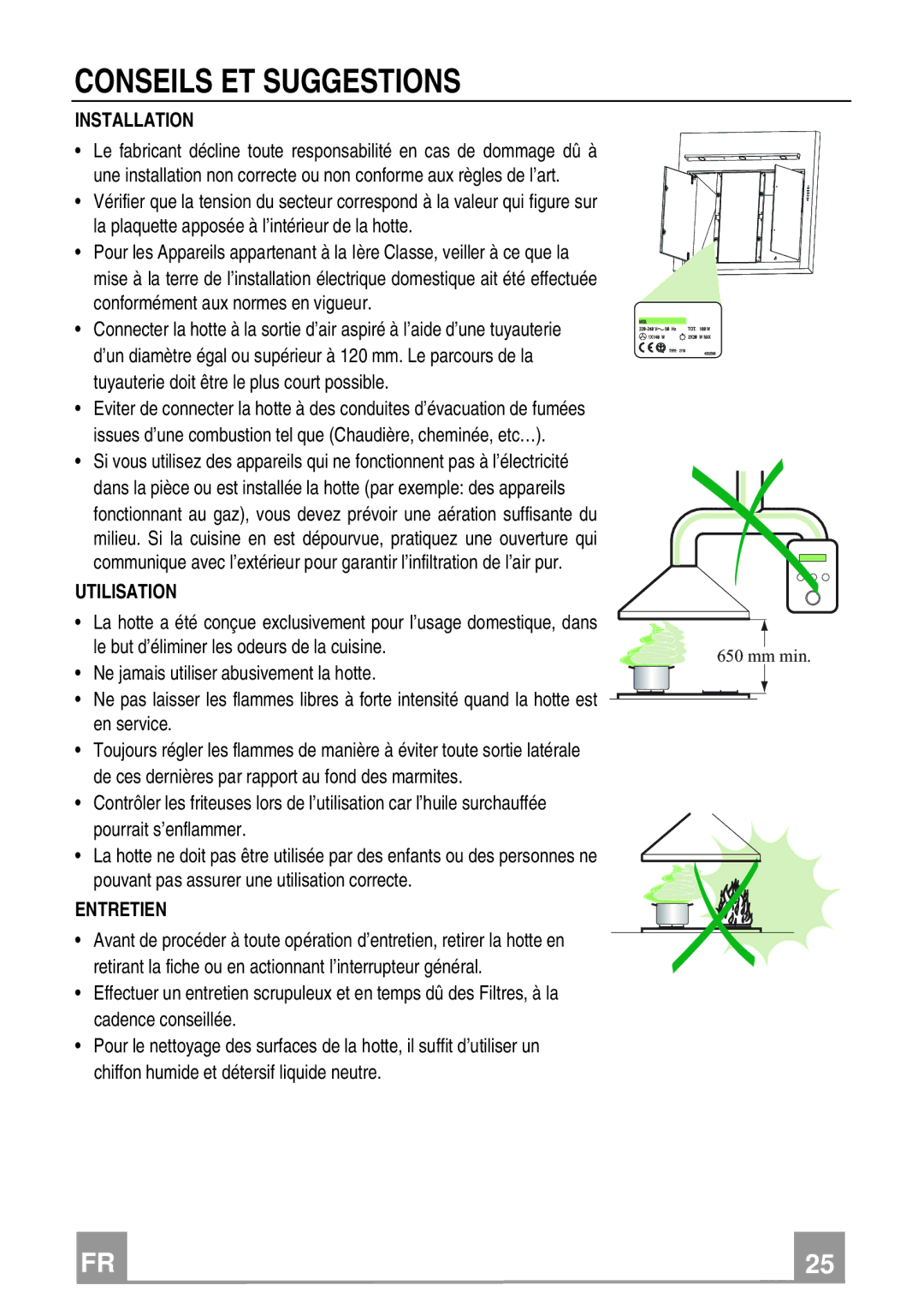 Franke Consumer Products FQD 907 manual Conseils ET Suggestions, Utilisation, Entretien 