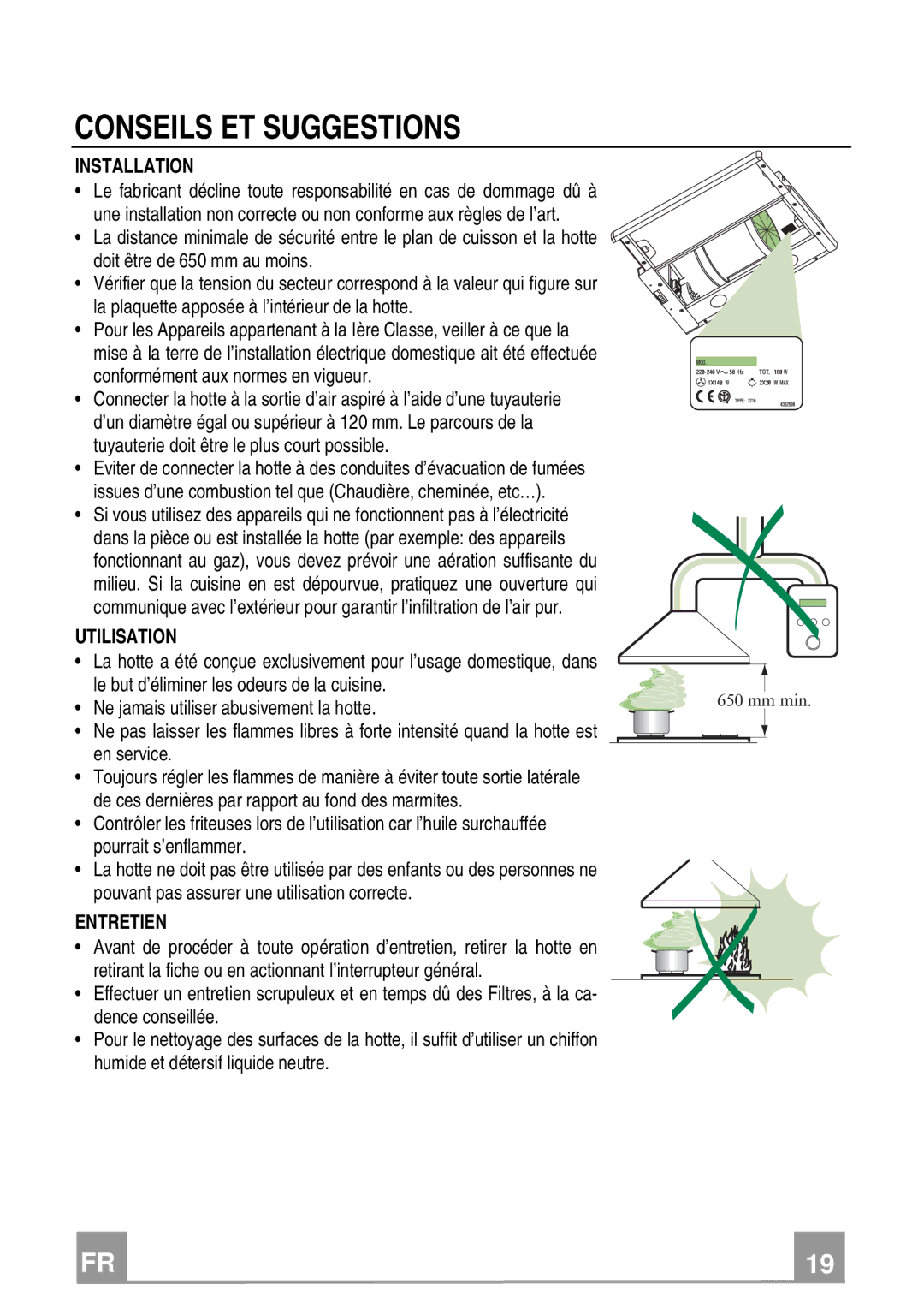 Franke Consumer Products FTC 922, FTC 622 manual Conseils ET Suggestions, Utilisation, Entretien 