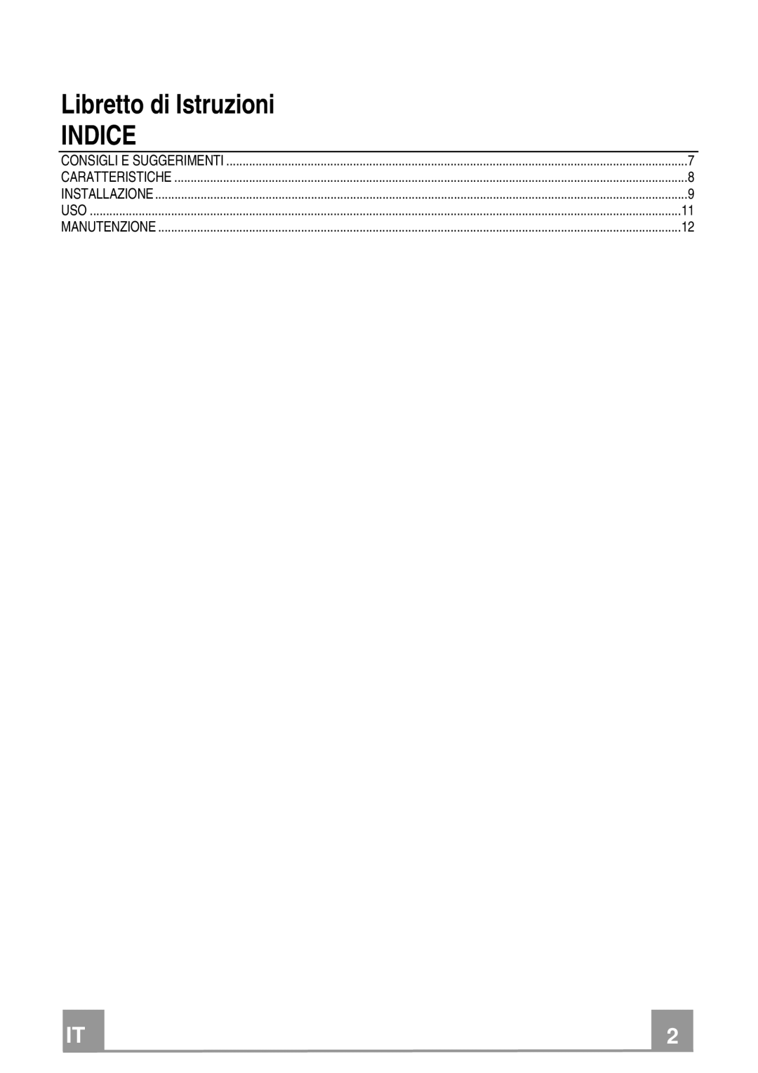 Franke Consumer Products FTC 622, FTC 922 manual Indice 