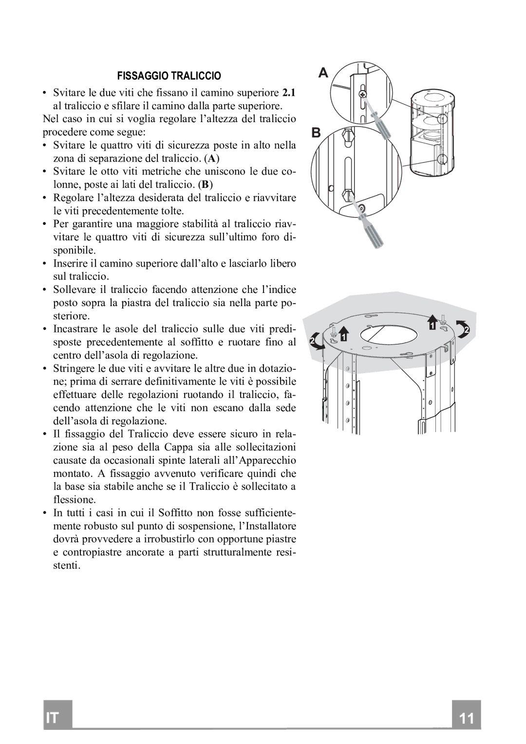 Franke Consumer Products FTU 3807 I manual Fissaggiotraliccio 