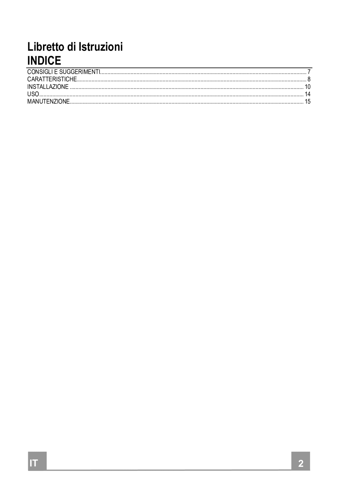 Franke Consumer Products FTU 3807 I manual Indice 