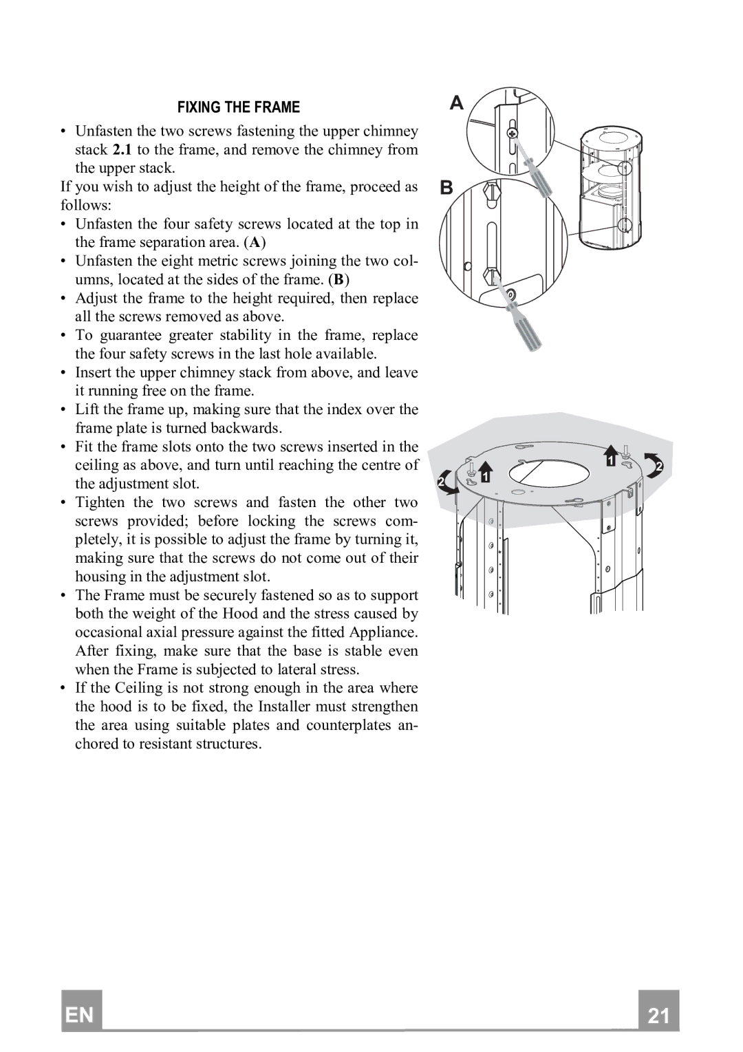 Franke Consumer Products FTU 3807 I manual Fixingtheframe 