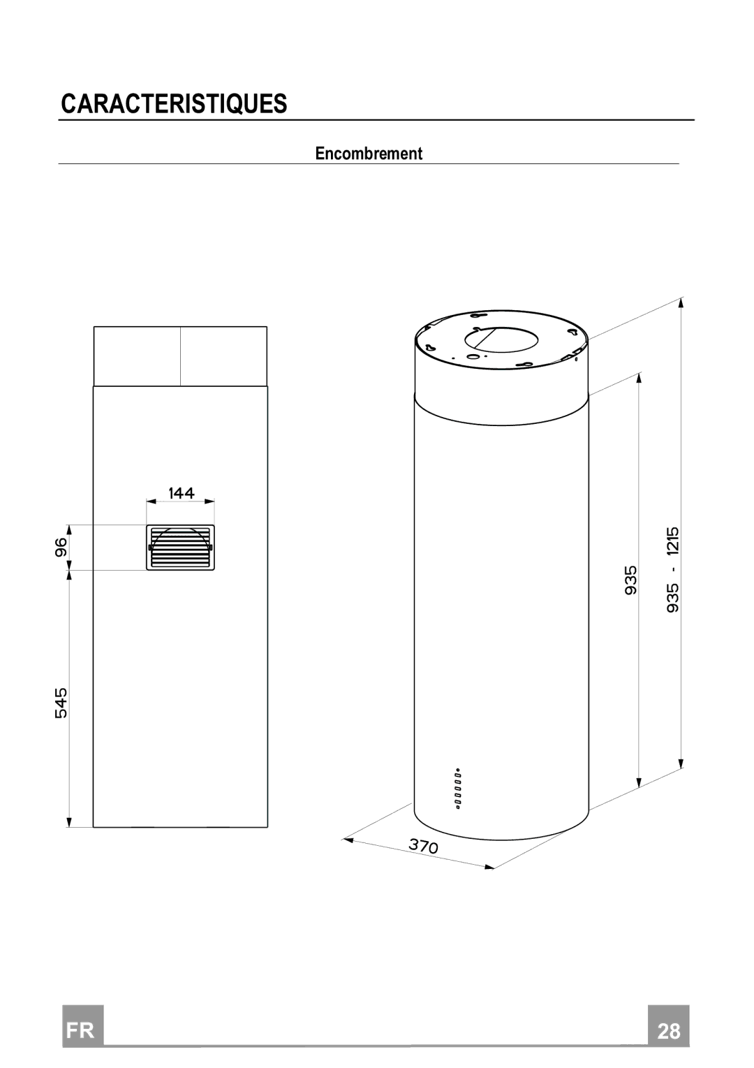 Franke Consumer Products FTU 3807 I manual Caracteristiques, Encombrement 