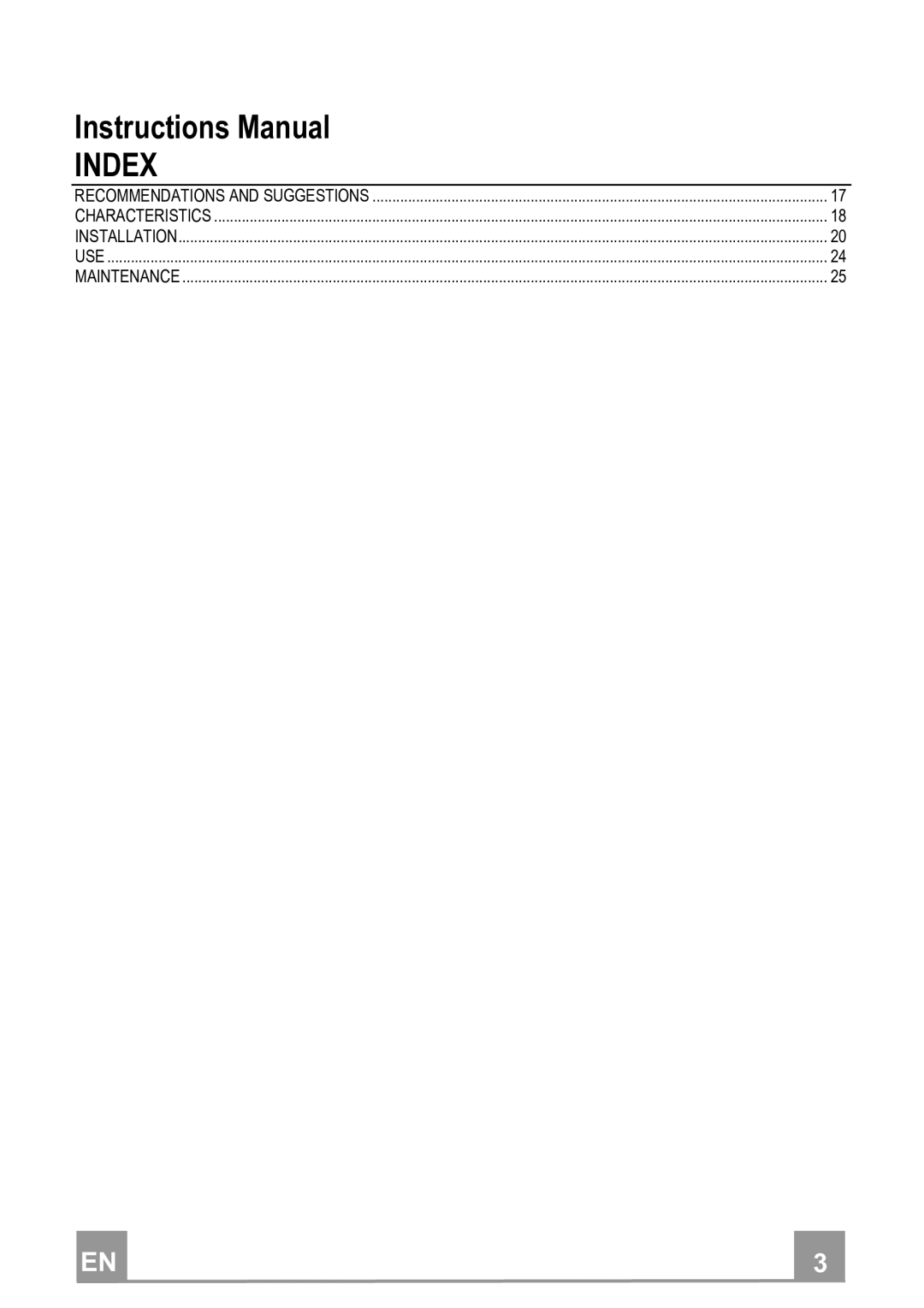 Franke Consumer Products FTU 3807 I manual Index 