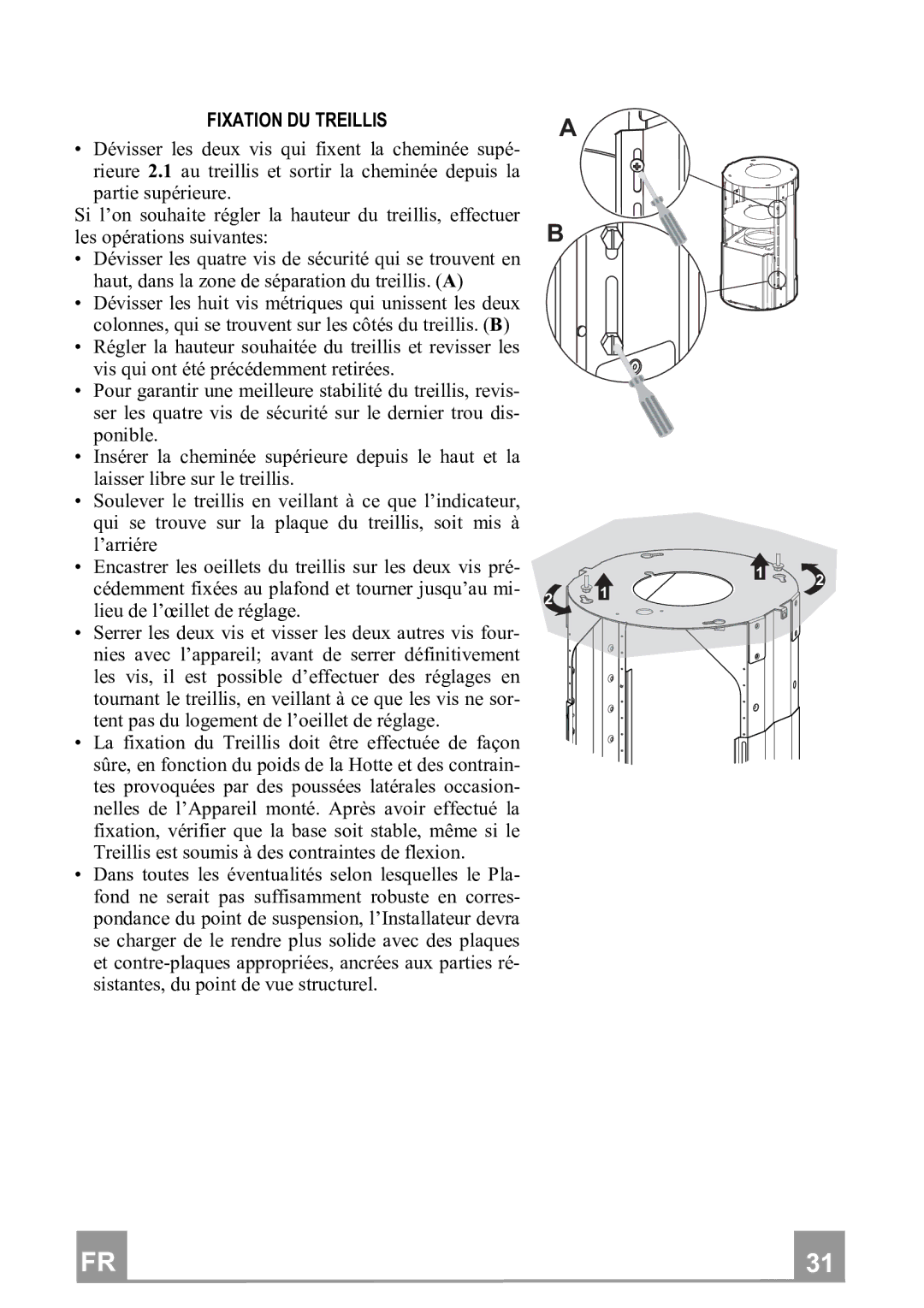 Franke Consumer Products FTU 3807 I manual Fixationdutreillis 