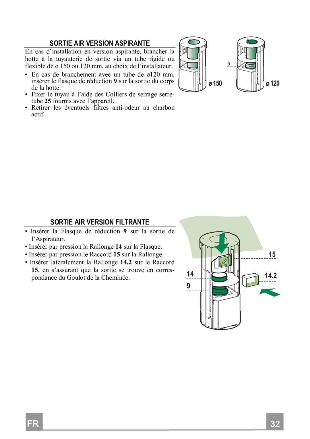 Franke Consumer Products FTU 3807 I manual Actif, Insérer la Flasque de réduction, ’Aspirateur 