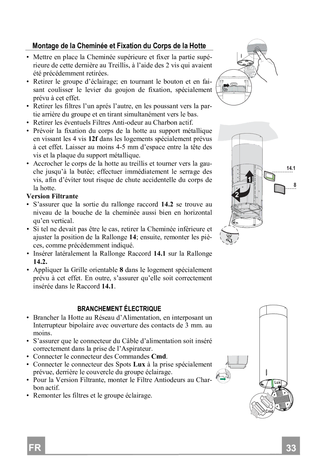 Franke Consumer Products FTU 3807 I manual Otte, Branchementélectrique 