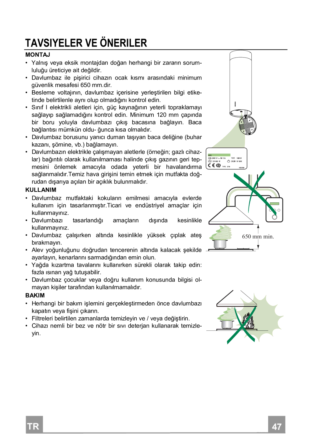 Franke Consumer Products FTU 3807 I manual Tavsiyelerveöneriler, Montaj 