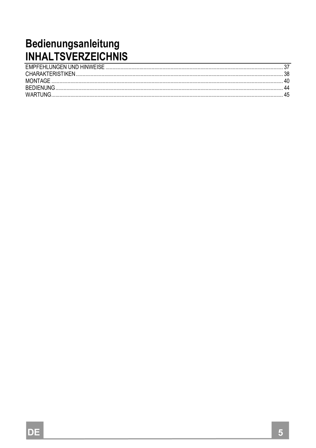 Franke Consumer Products FTU 3807 I manual Inhaltsverzeichnis 