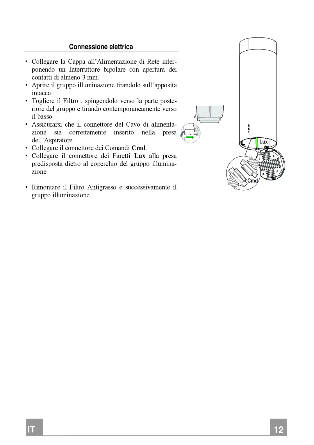 Franke Consumer Products FTU 3807 W manual Connessione elettrica 