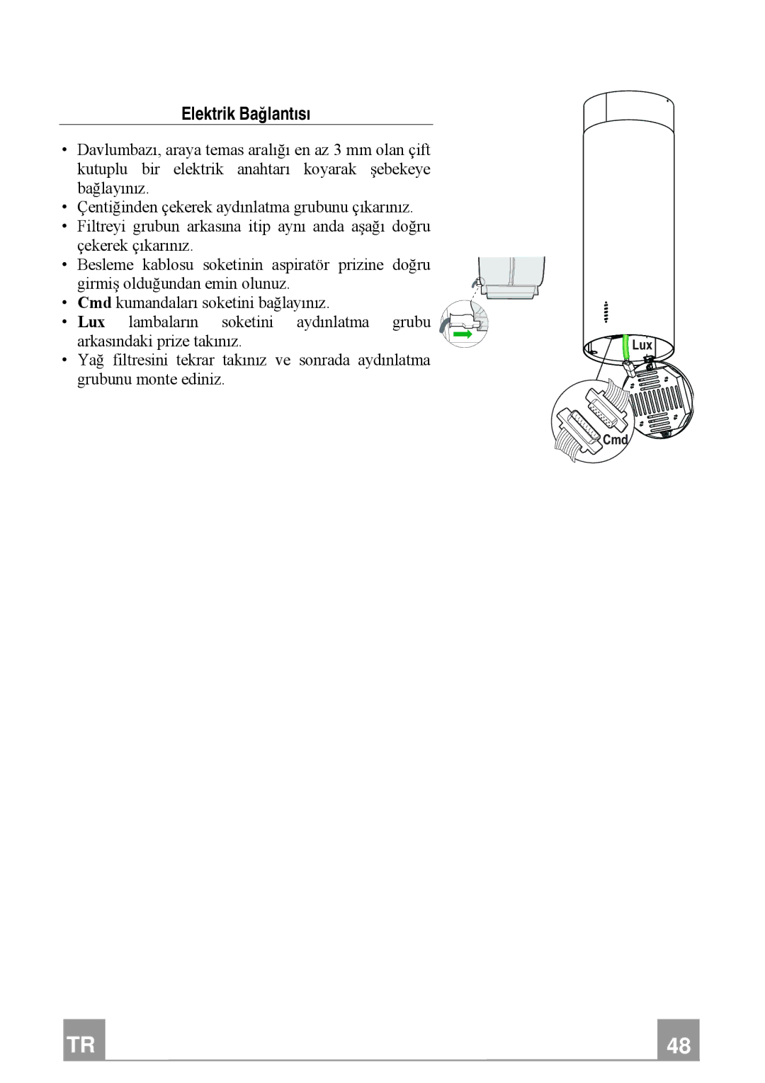 Franke Consumer Products FTU 3807 W manual Elektrik Bağlantısı 