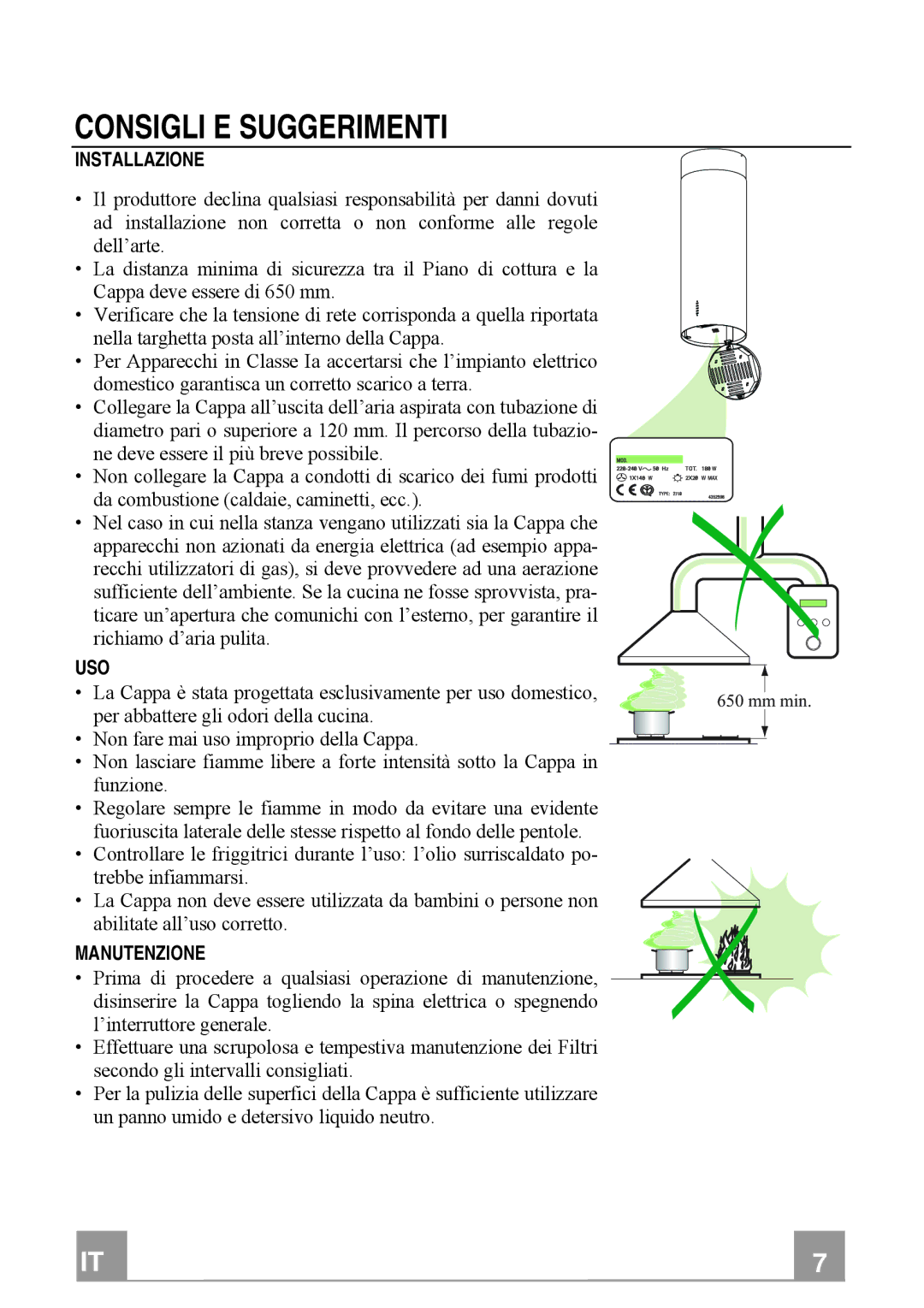 Franke Consumer Products FTU 3807 W manual Consigli E Suggerimenti, Installazione, Uso, Manutenzione 