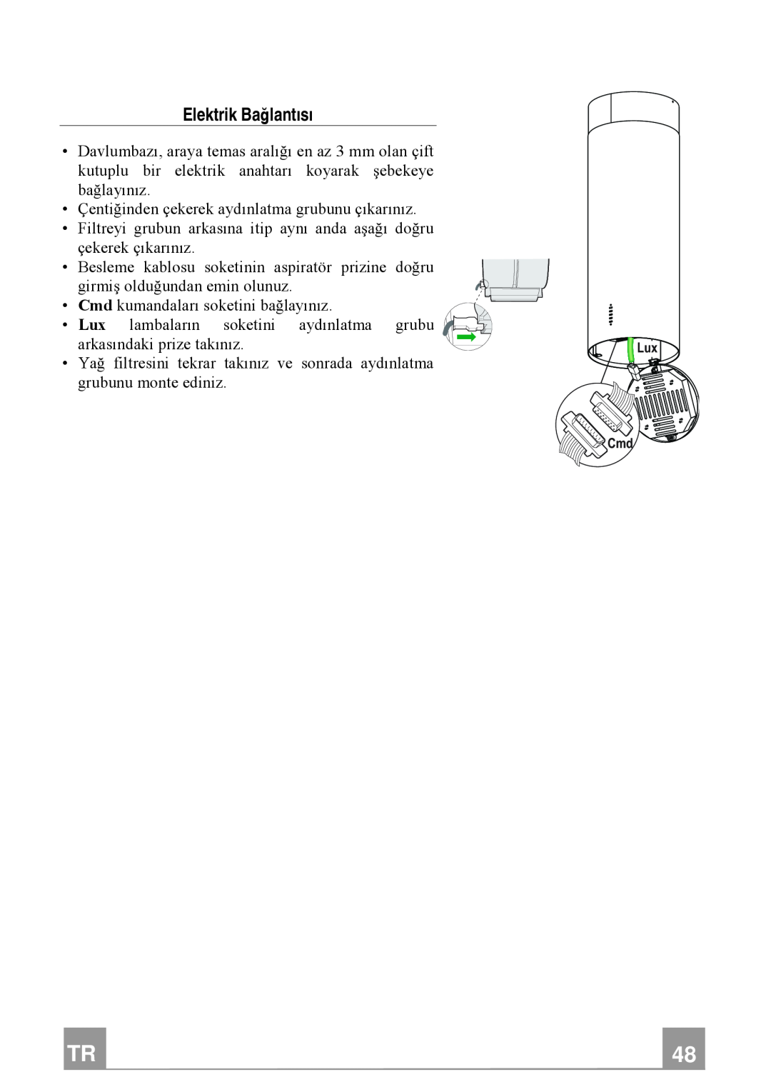 Franke Consumer Products FTU 3807 W manual Elektrik Bağlantısı 