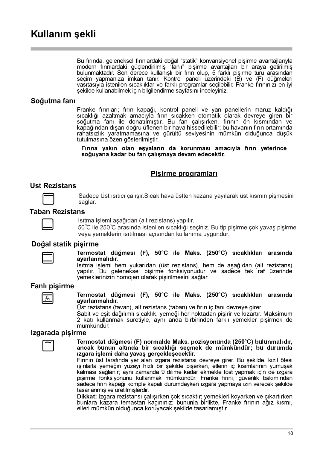 Franke Consumer Products GL 66 M NT XS, GL 66 M XS, GL 62 M XS manual Kullanım şekli 