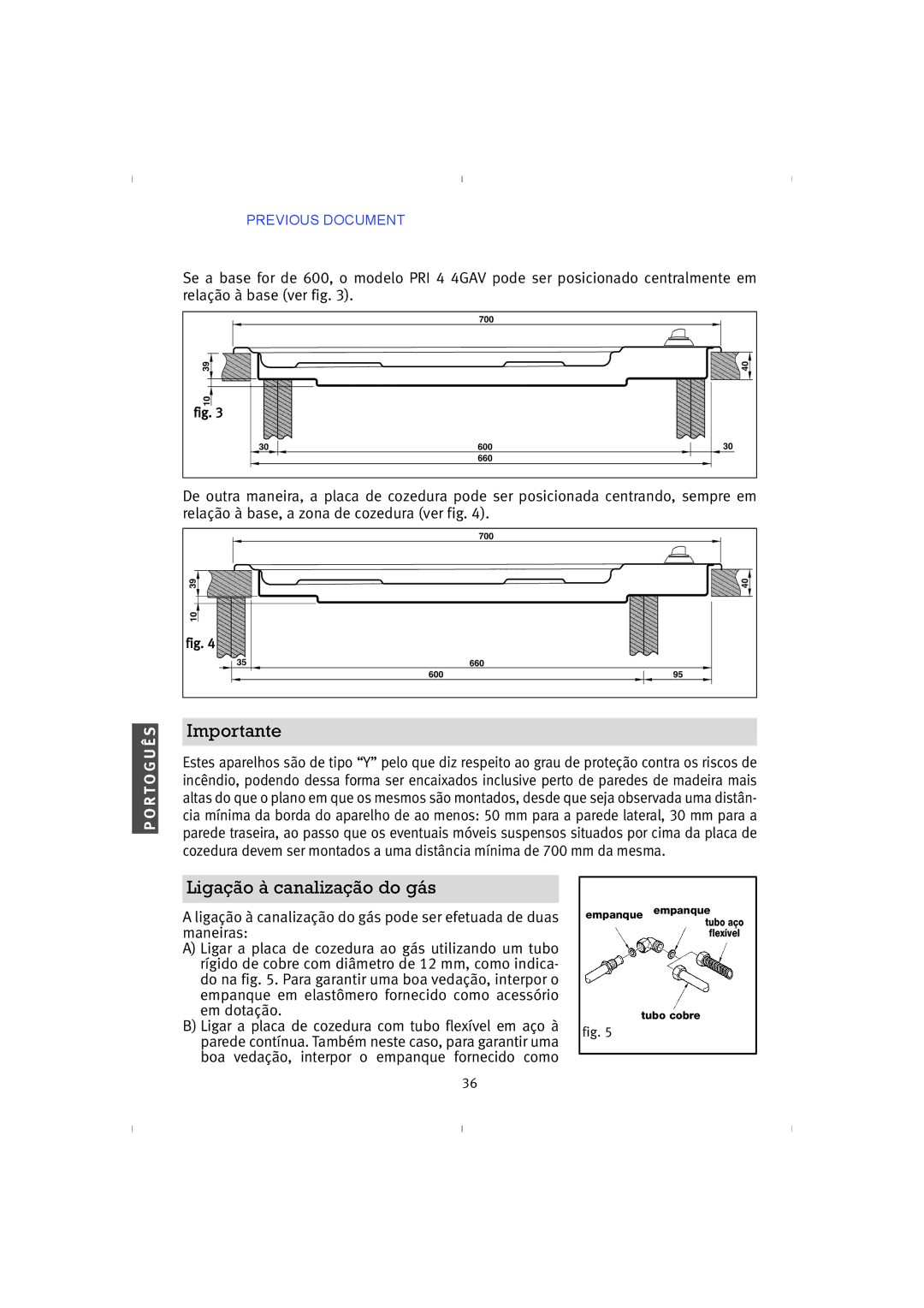 Franke Consumer Products PRI 5, 4GAV-TC instruction manual Ligação à canalização do gás 