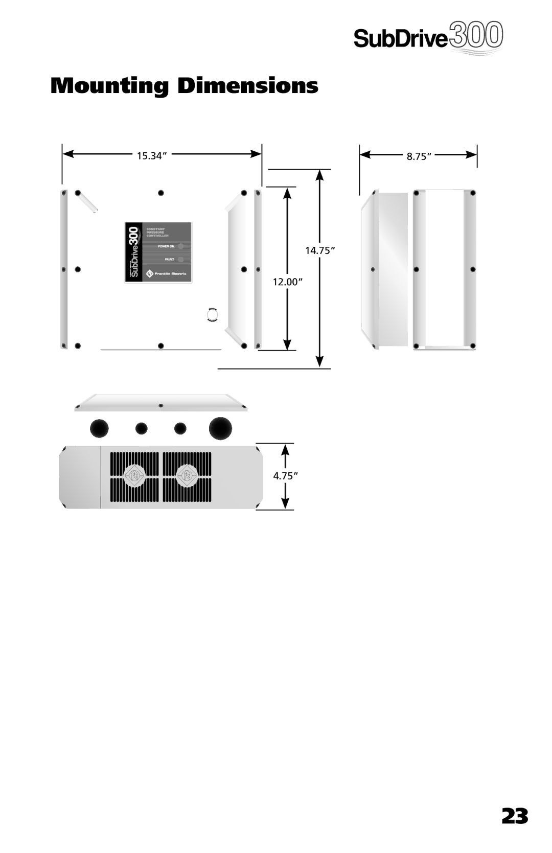 Franklin 5870206300 installation manual Mounting Dimensions 