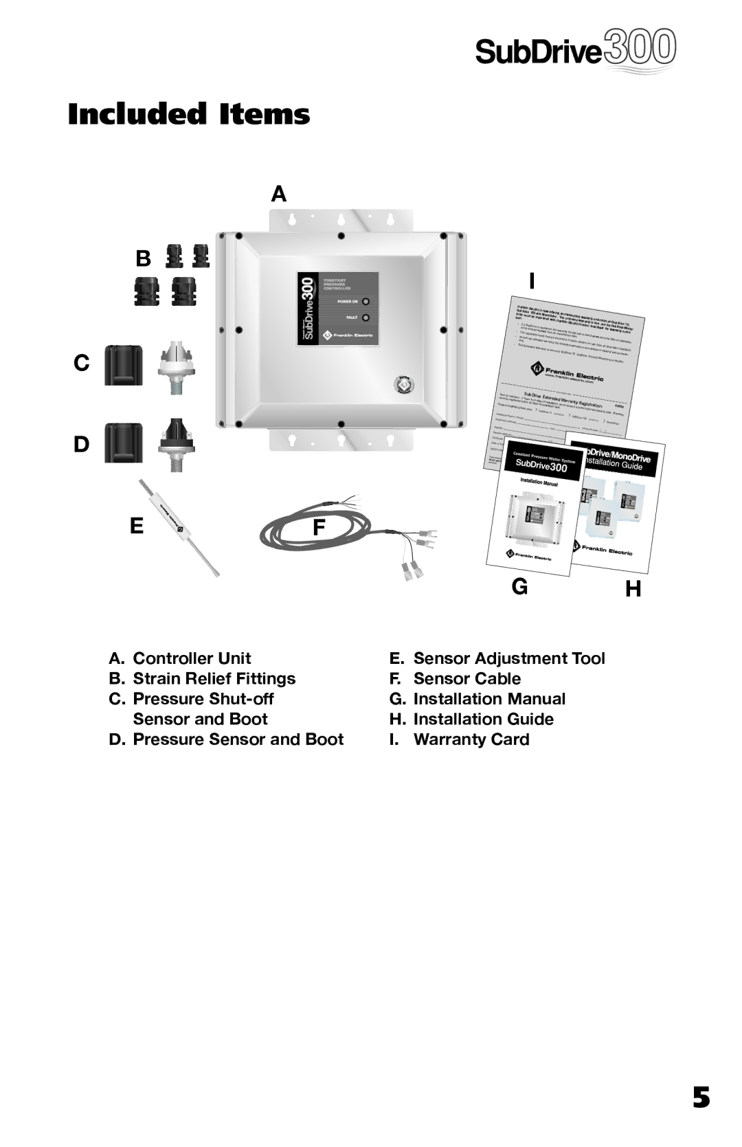 Franklin 5870206300 installation manual Included Items, Years 