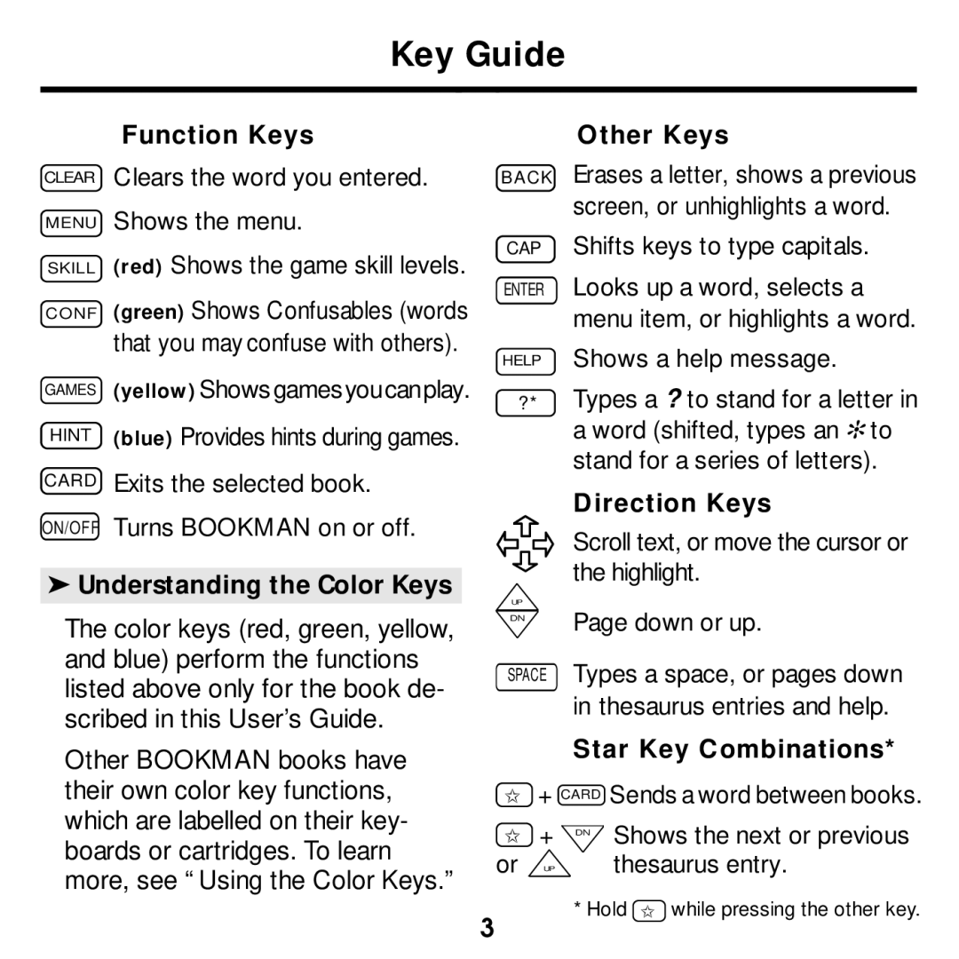 Franklin ATH-2011 manual Key Guide 