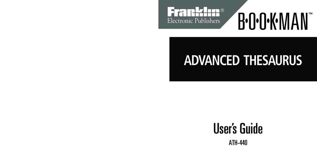 Franklin ATH-440 manual User’s Guide 