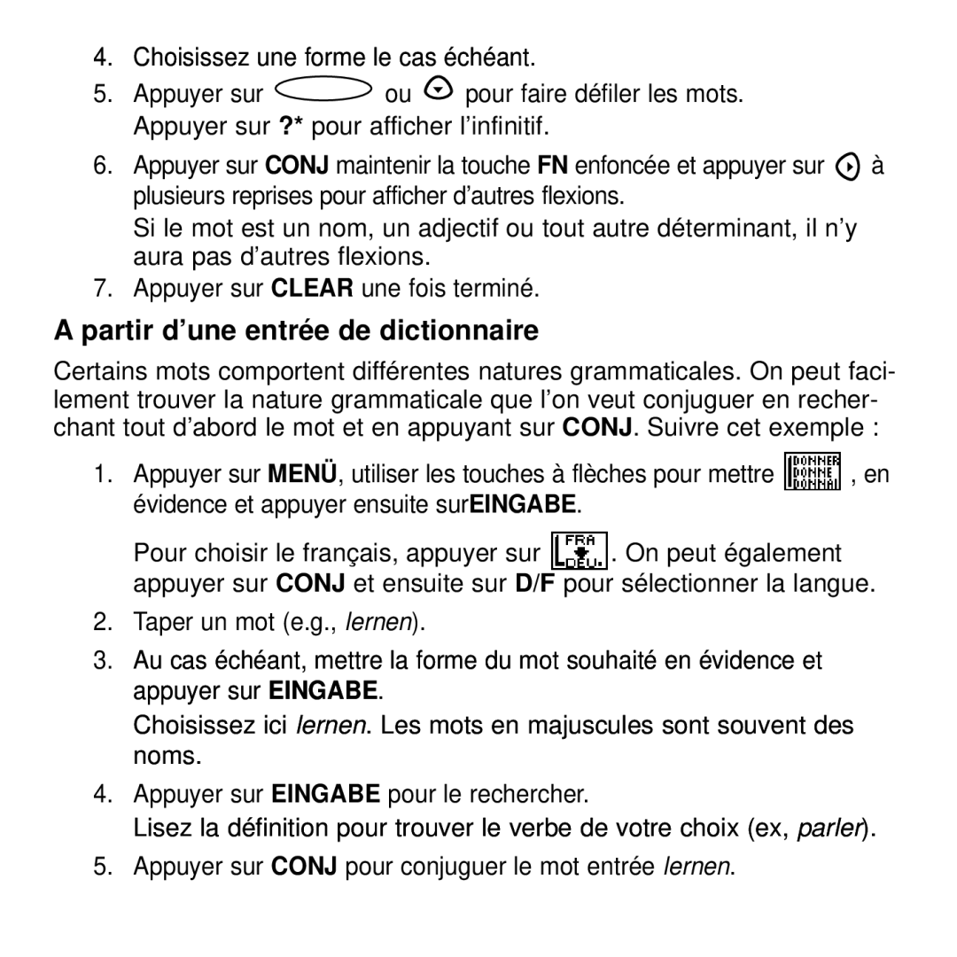 Franklin BDF-4045DL manual Partir d’une entrée de dictionnaire 