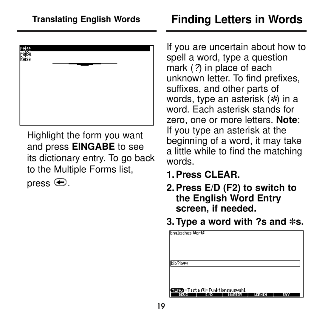 Franklin BDS-1860 manual Finding Letters in Words 