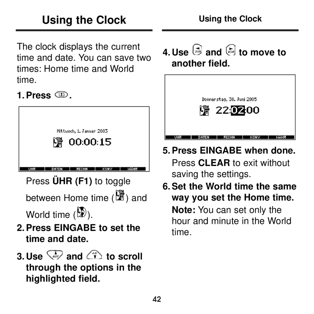 Franklin BDS-1860 manual Using the Clock, Press 