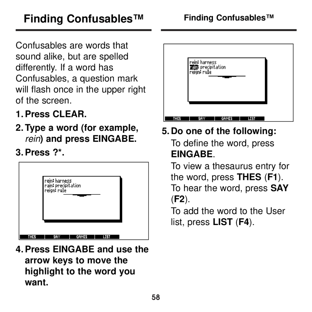 Franklin BDS-1860 manual Finding Confusables 