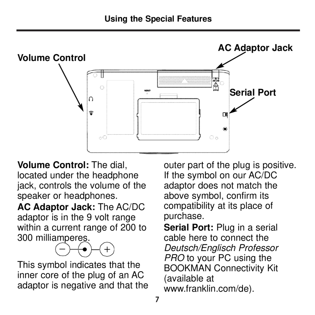 Franklin BDS-1860 manual Using the Special Features 