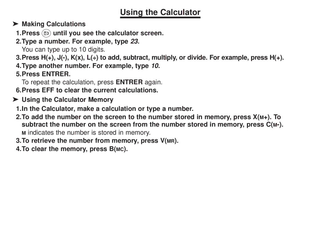 Franklin BFQ-470 manual Using the Calculator, Making Calculations 