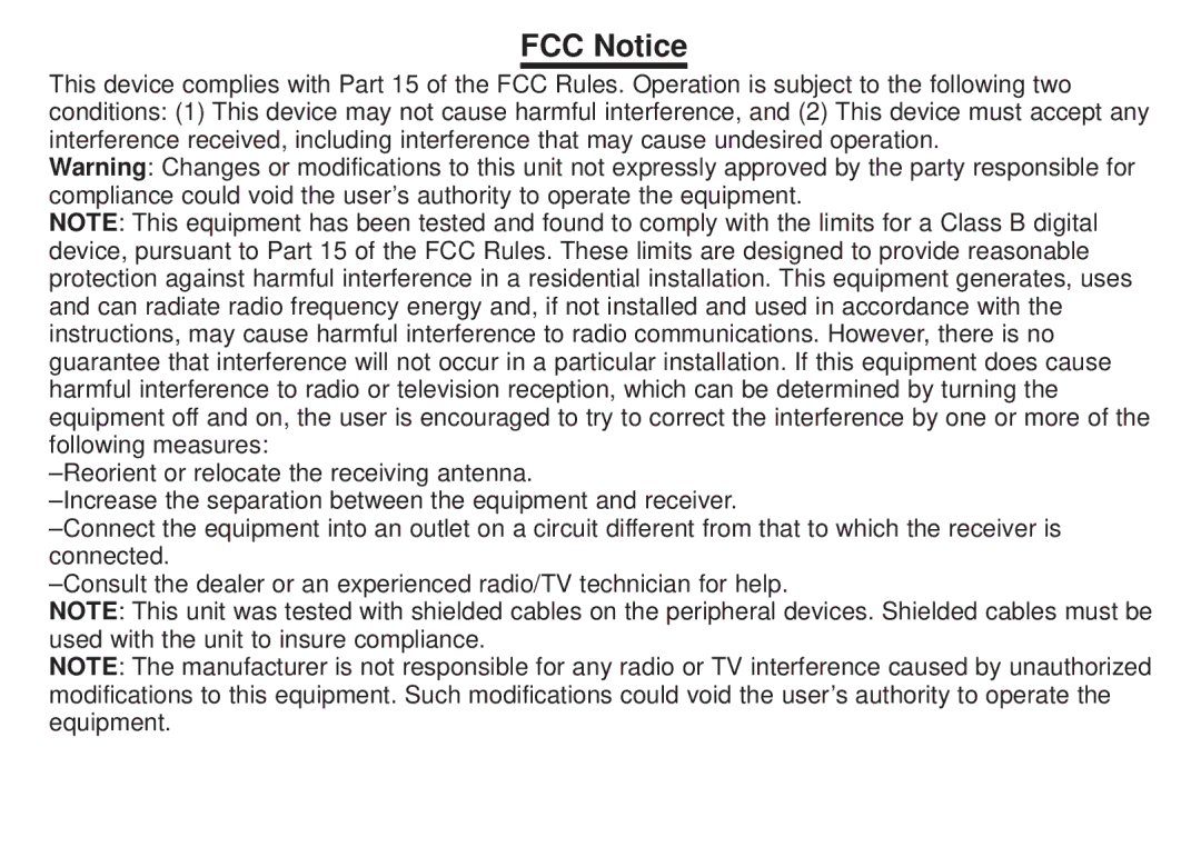 Franklin BFQ-470 manual FCC Notice 