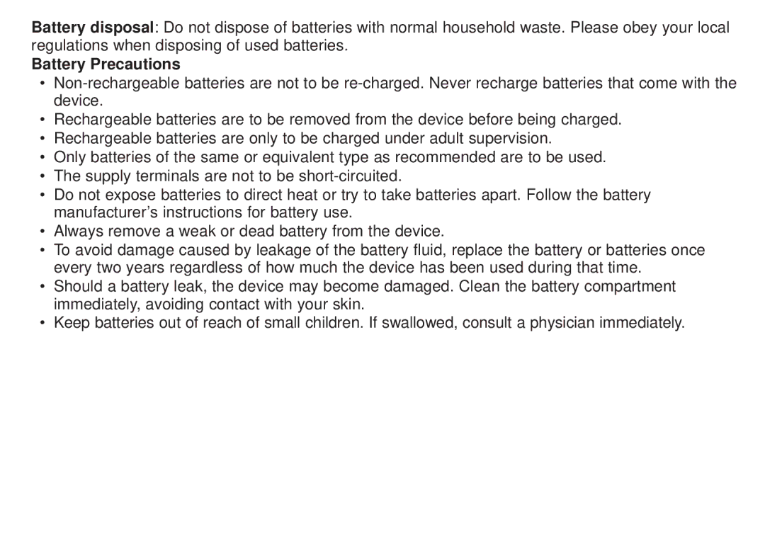 Franklin BFQ-470 manual Battery Precautions 