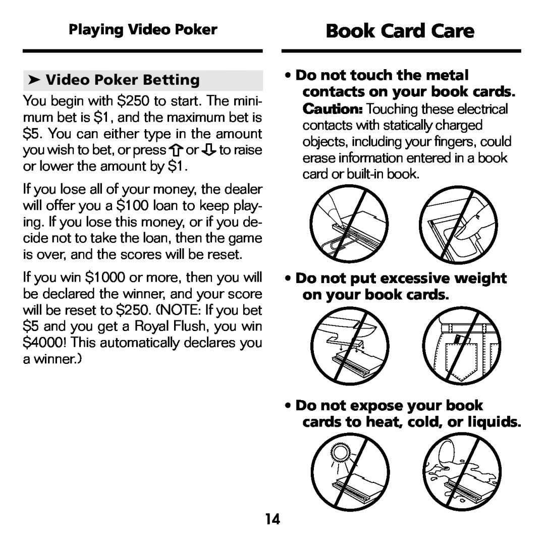 Franklin BJP-2034 manual Book Card Care 