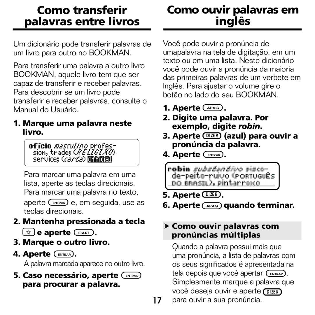 Franklin BPS-840 manual Marque uma palavra neste livro 