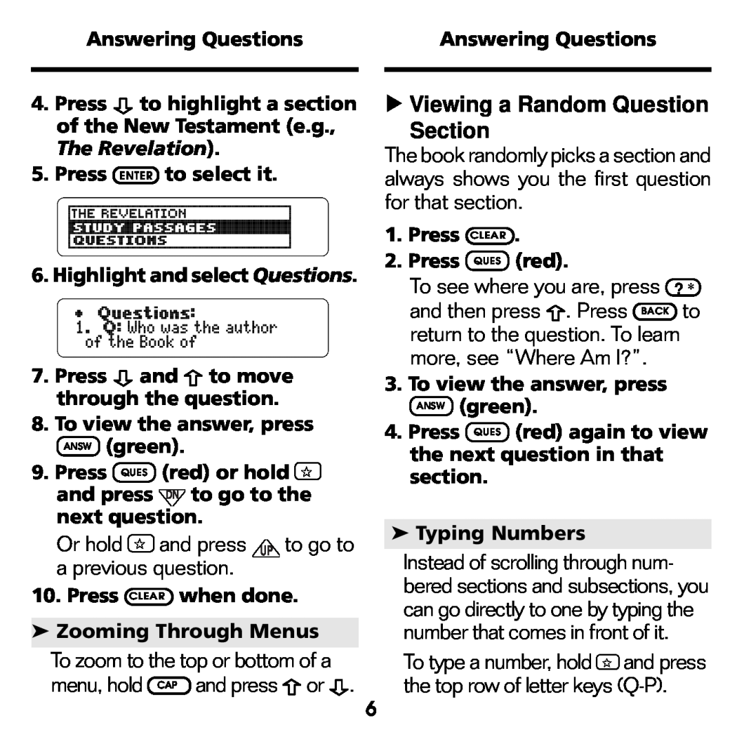 Franklin BQC-2021 manual Viewing a Random Question Section 