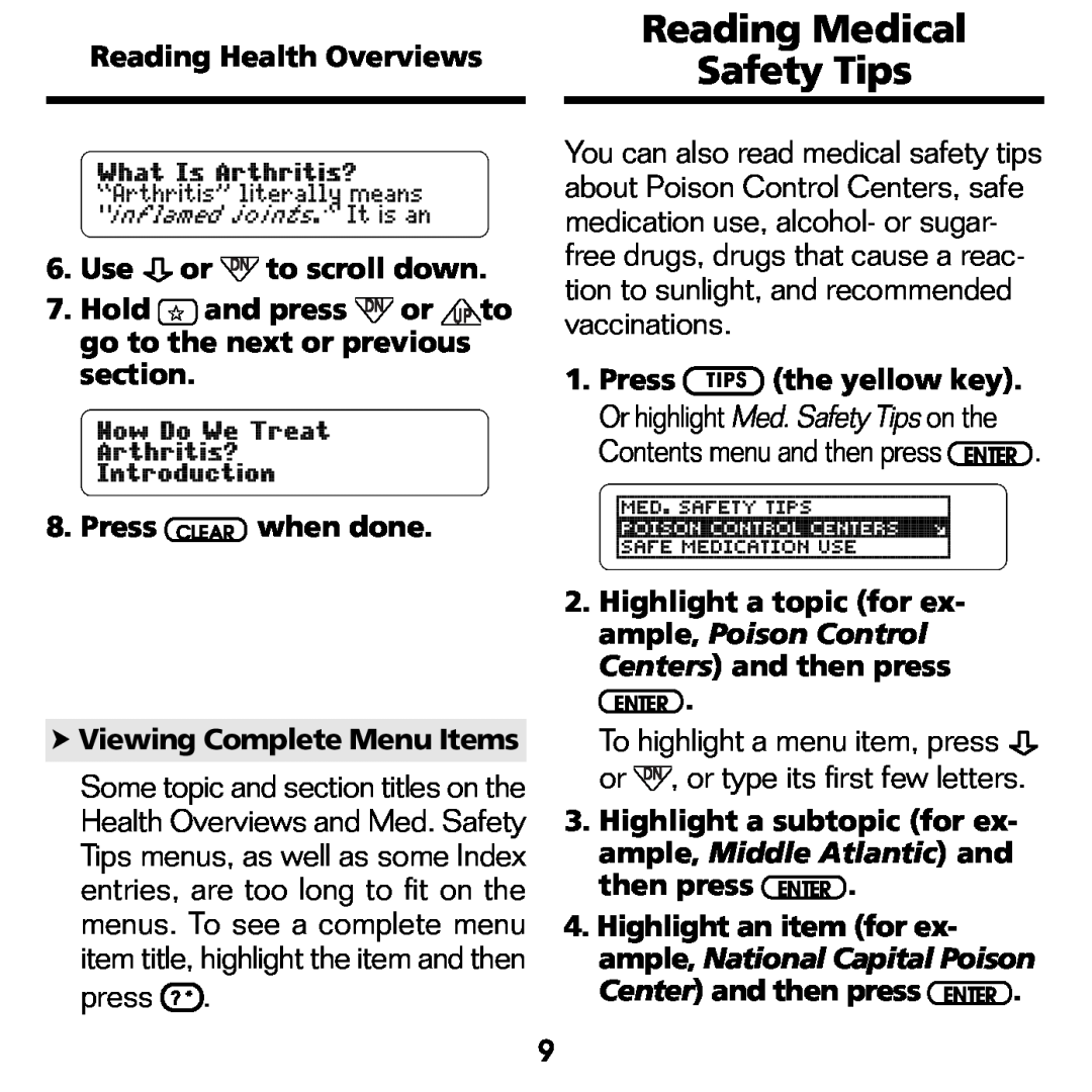 Franklin CDR-2041 manual Reading Medical Safety Tips 