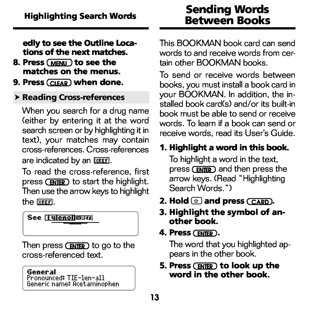 Franklin CDR-2041 manual Sending Words Between Books, are indicated by an 