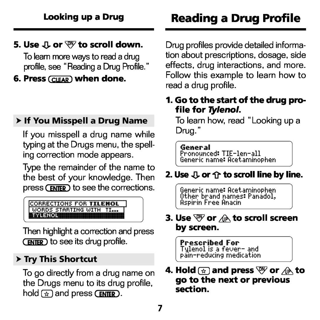 Franklin CDR-2041 manual Reading a Drug Profile, To learn how, read “Looking up a Drug.” 