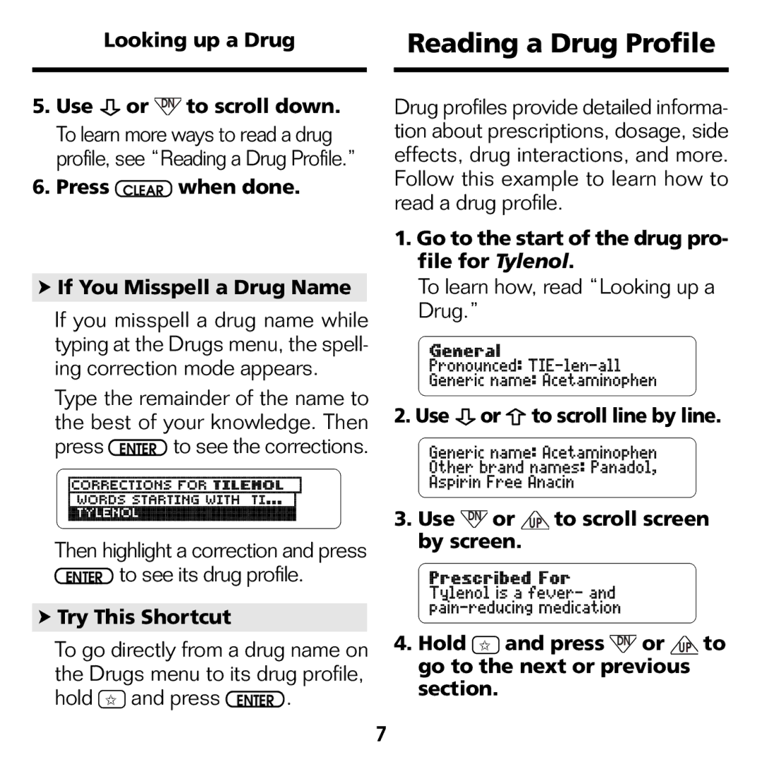 Franklin CDR-2041 manual Reading a Drug Profile, To learn how, read Looking up a Drug 