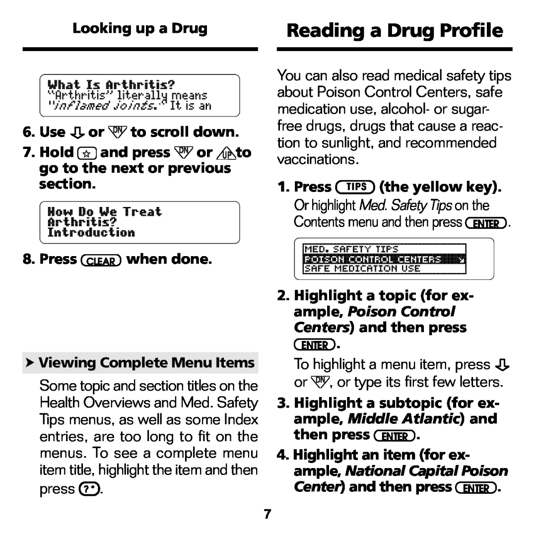 Franklin CDR-440 manual Reading a Drug Profile 