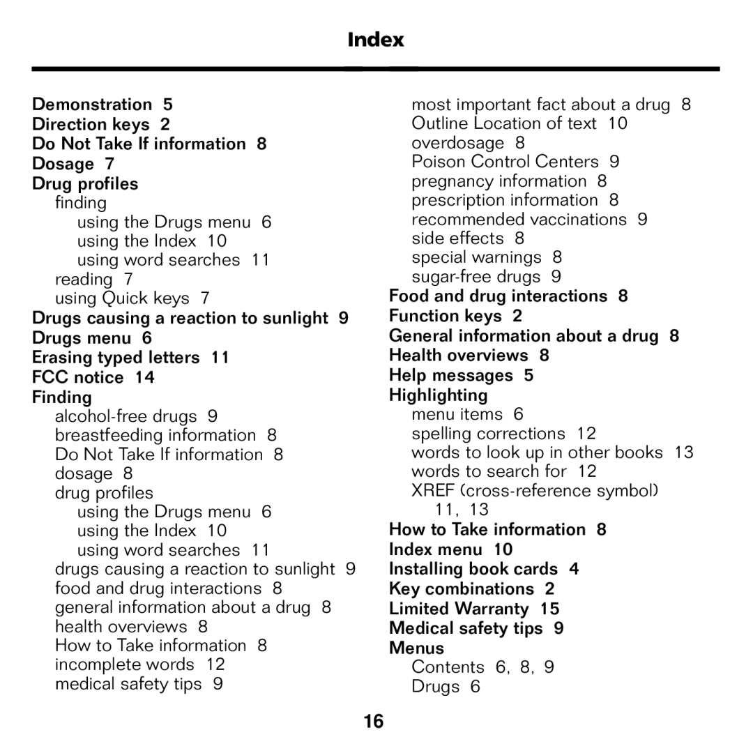 Franklin CDR-440 manual Index 