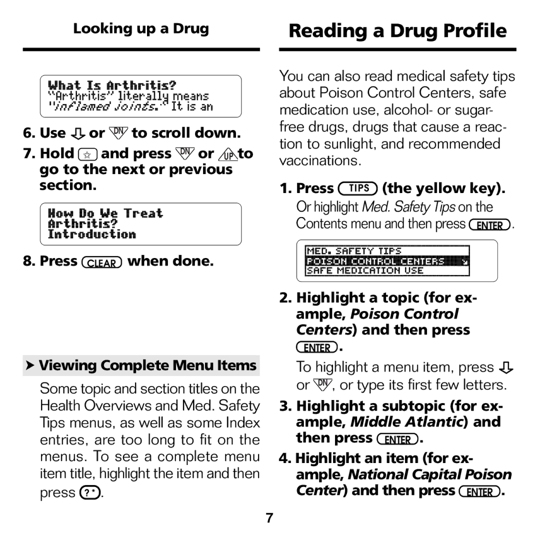 Franklin CDR-440 manual Reading a Drug Profile 