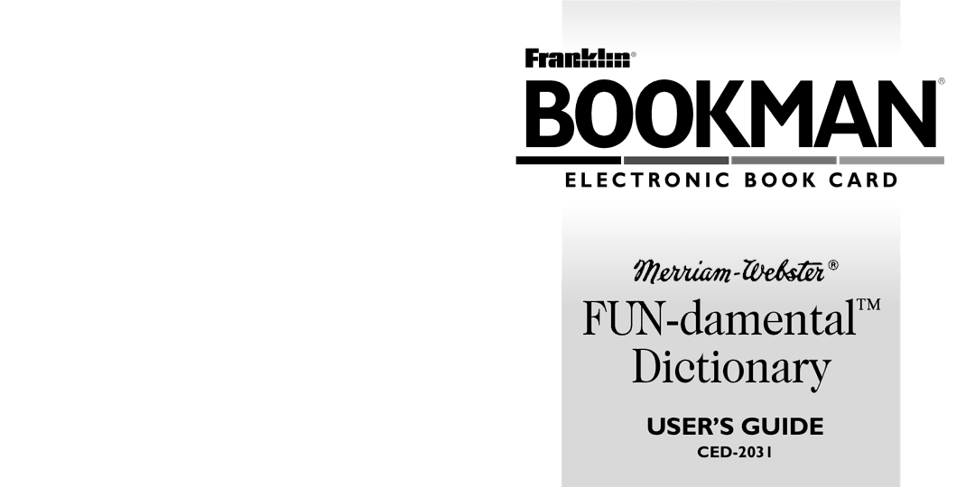 Franklin CED-2031 manual Bookman 