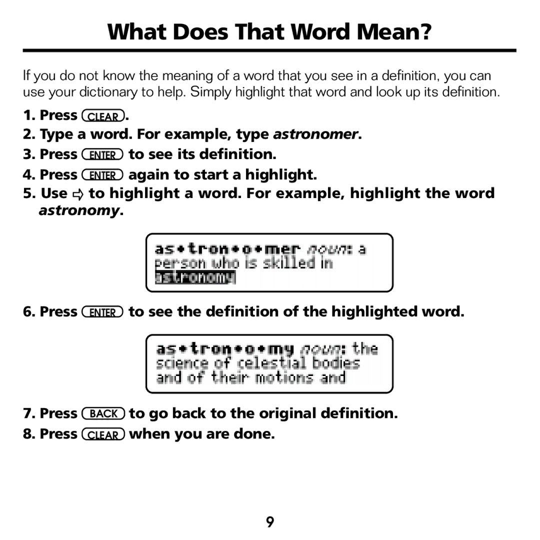 Franklin CED-2031 manual What Does That Word Mean? 