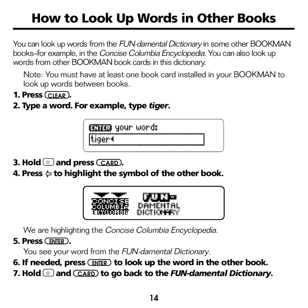 Franklin CED-2031 manual How to Look Up Words in Other Books 