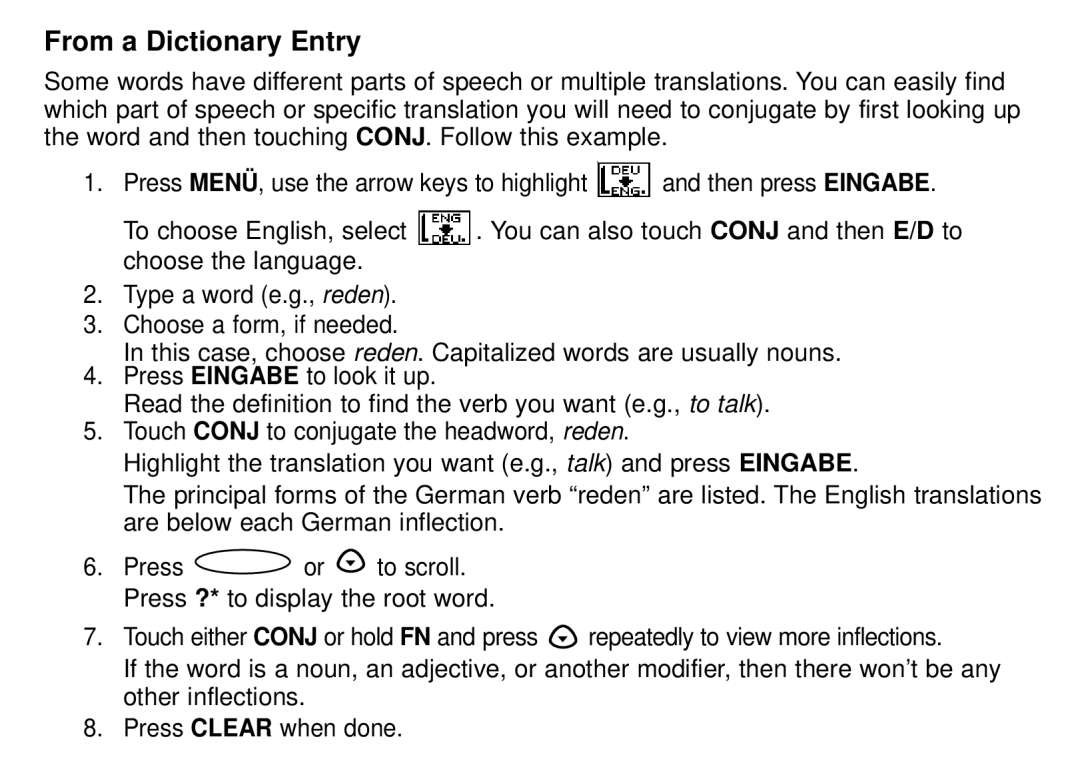 Franklin DBD-1450 manual From a Dictionary Entry 