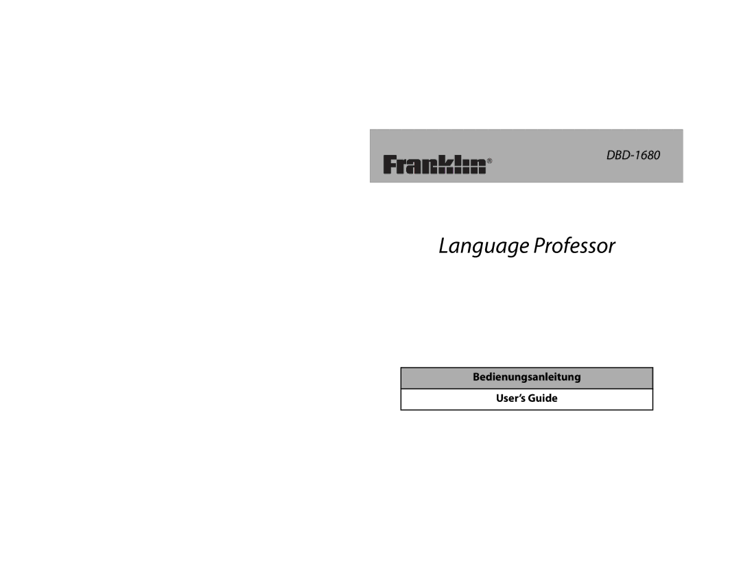 Franklin Language Professor, DBD-1680 manual Bedienungsanleitung User’s Guide 